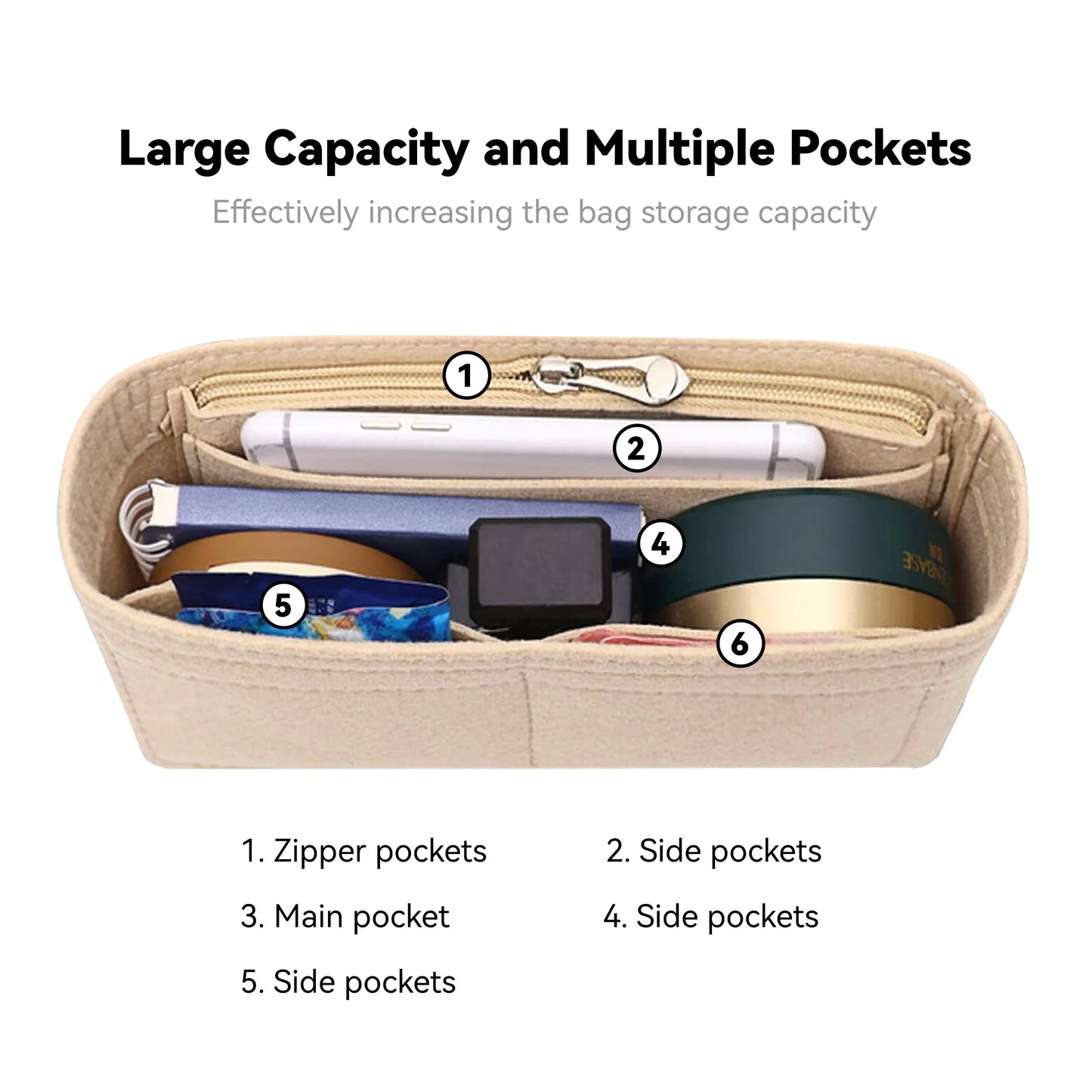 Multi-Pocket Bag Organizer – Fits All Handbags