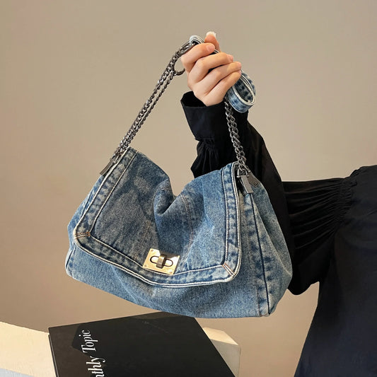 Denim Shoulder Bag – Trendy 2025