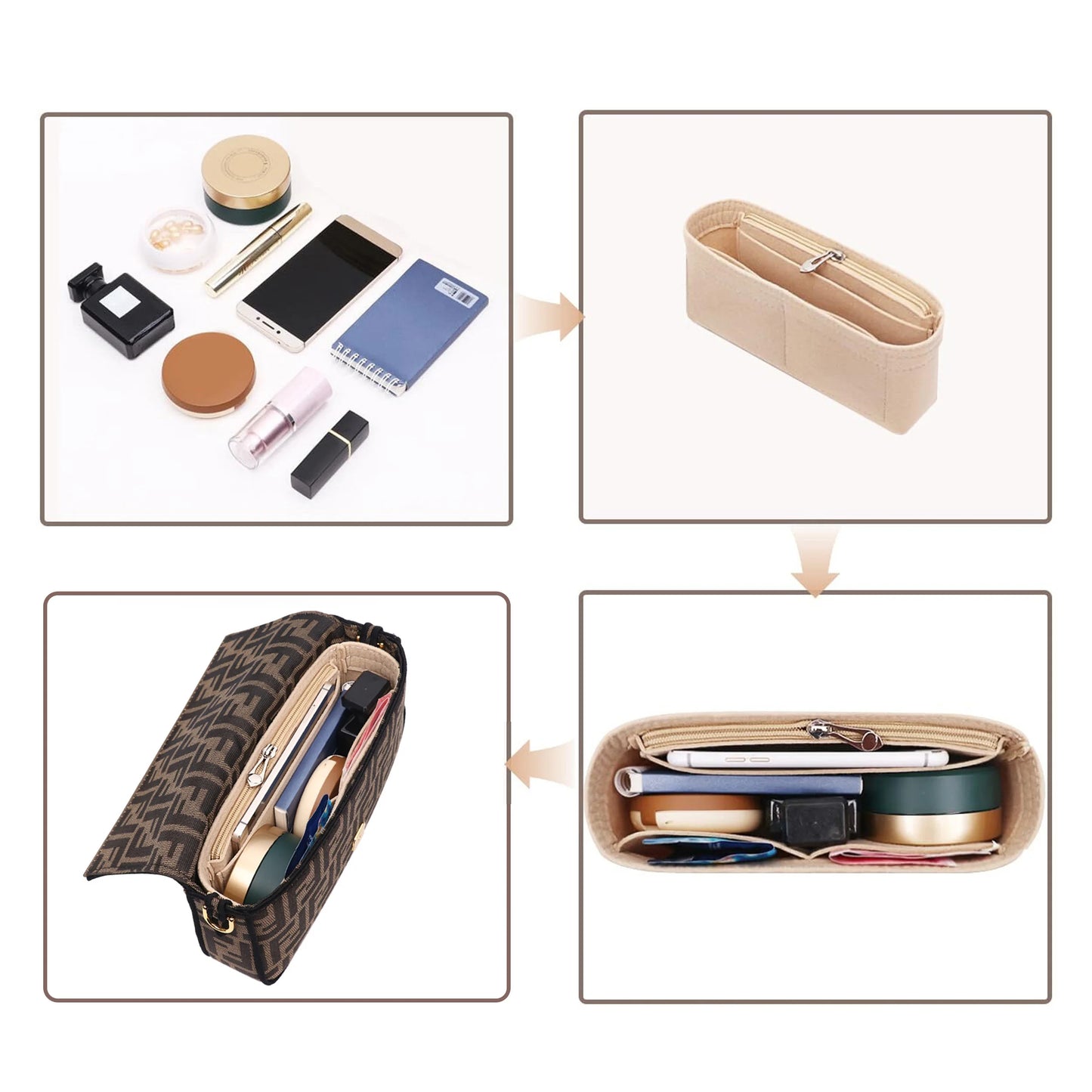 Multi-Pocket Bag Organizer – Fits All Handbags